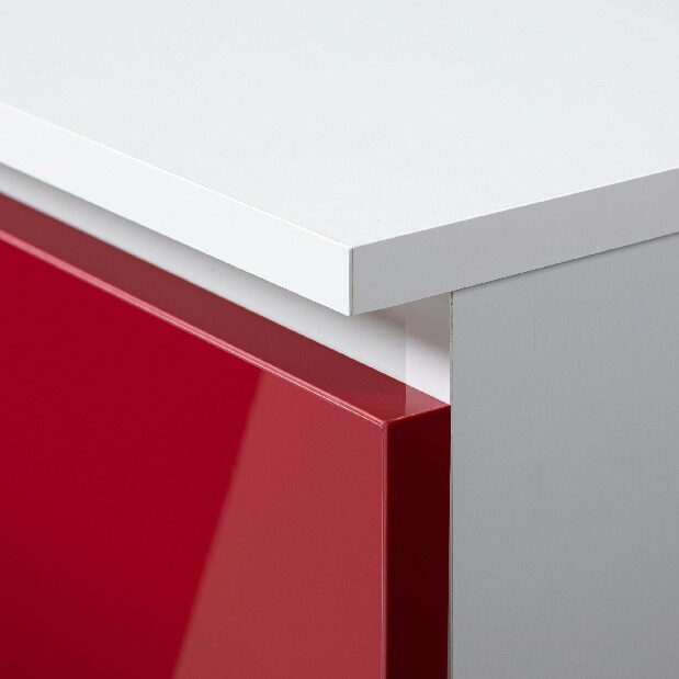 PC asztal Bronte (fehér + fényes piros)
