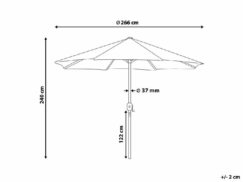 Kerti napernyő 266 cm RANTOUL (poliészter) (sötétszürke)