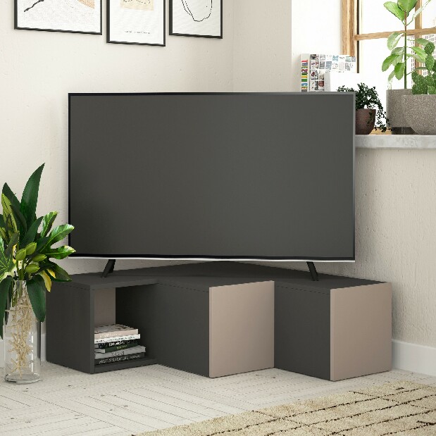 TV asztal/szekrény Cicone (antracit + világosbarna)