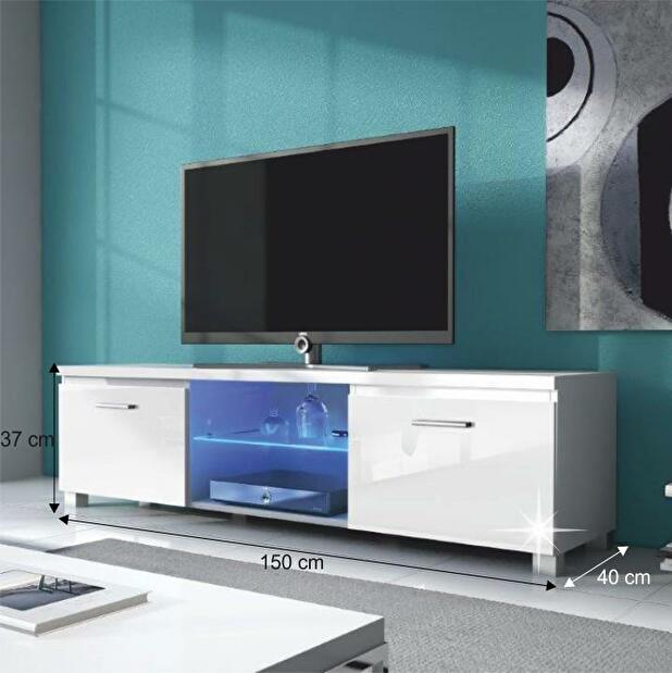 TV asztal/szekrény Lugo 2 (fehér + extra magasfényű fehér) (világítással) *kiárusítás