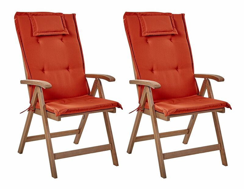Kerti szék szett 2 db. Amati (sötét fa + piros)