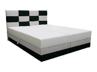 Franciaágy 140 cm Boxspring Marion Comfort (fekete + világosszürke) (ágyráccsal és matraccal)