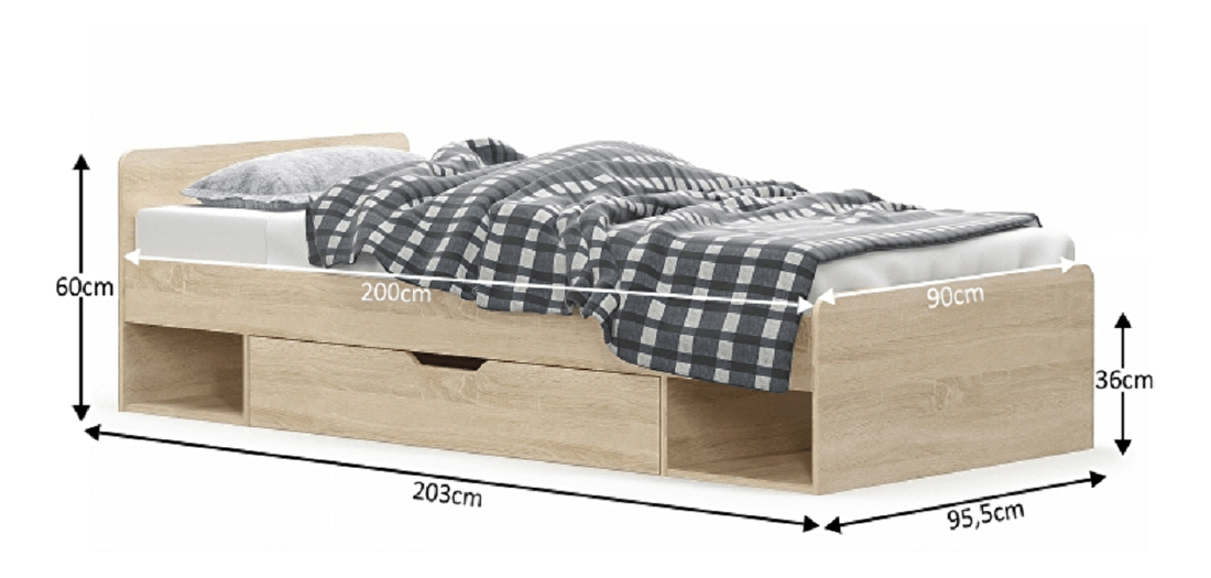Egyszemélyes ágy 90 cm Thornham 1S/90 (tárhellyel)