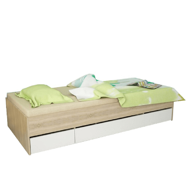 Egyszemélyes ágy 90 cm Matari (sonoma tölgy + fehér)