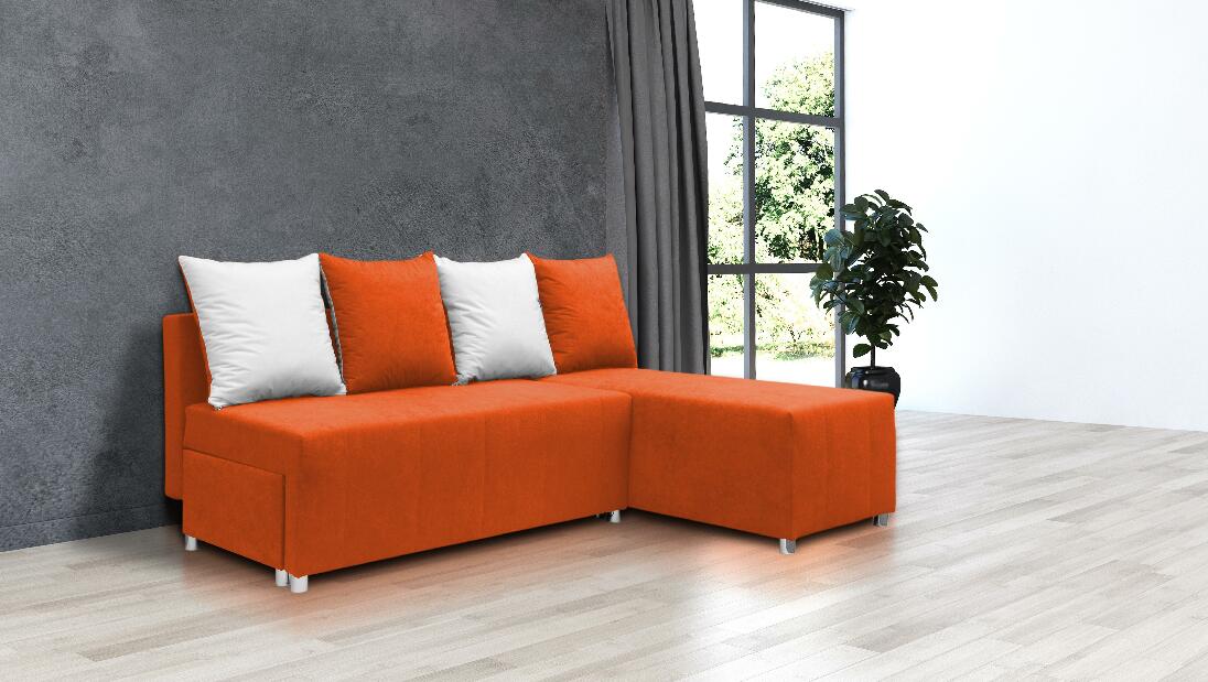 Sarok kanapé Brigid (sötét narancssárga + párnák)