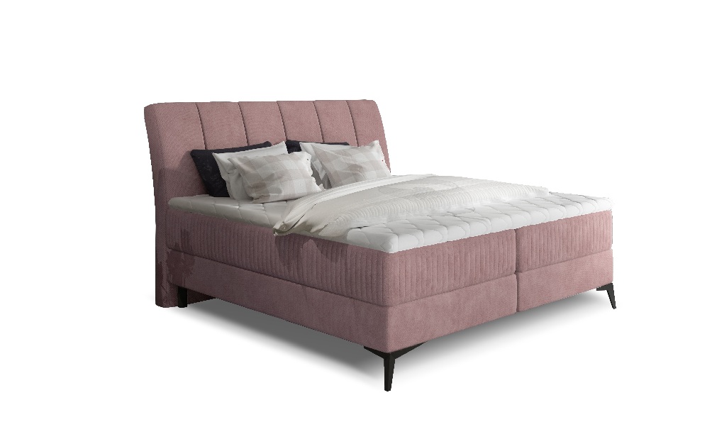 Franciaágy Boxspring 160 cm Alberto (rózsaszín) (matracokkal)