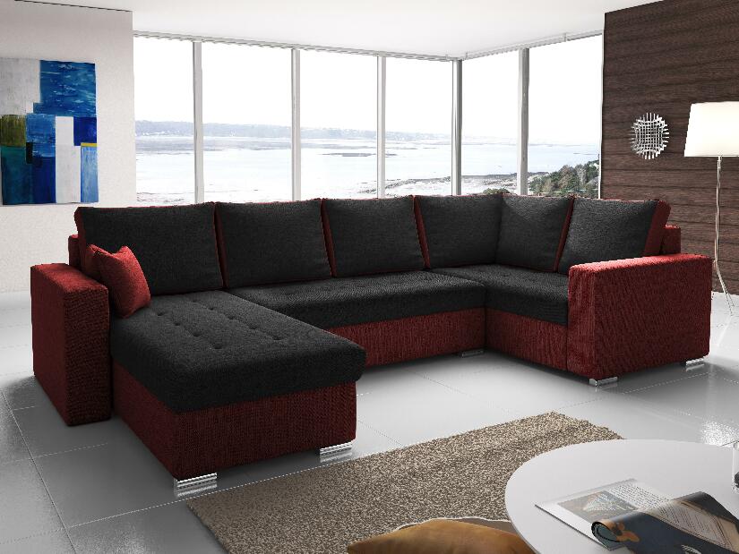 U-alakú sarok kanapé Lamont (fekete + piros) (J) *kiárusítás