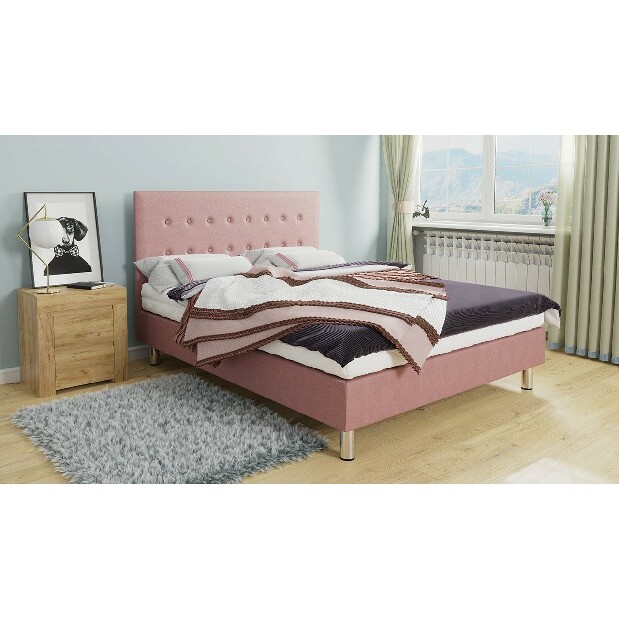 Franciaágy 140 cm Mirjan Etel (rózsaszín) (ágyráccsal, matraccal)