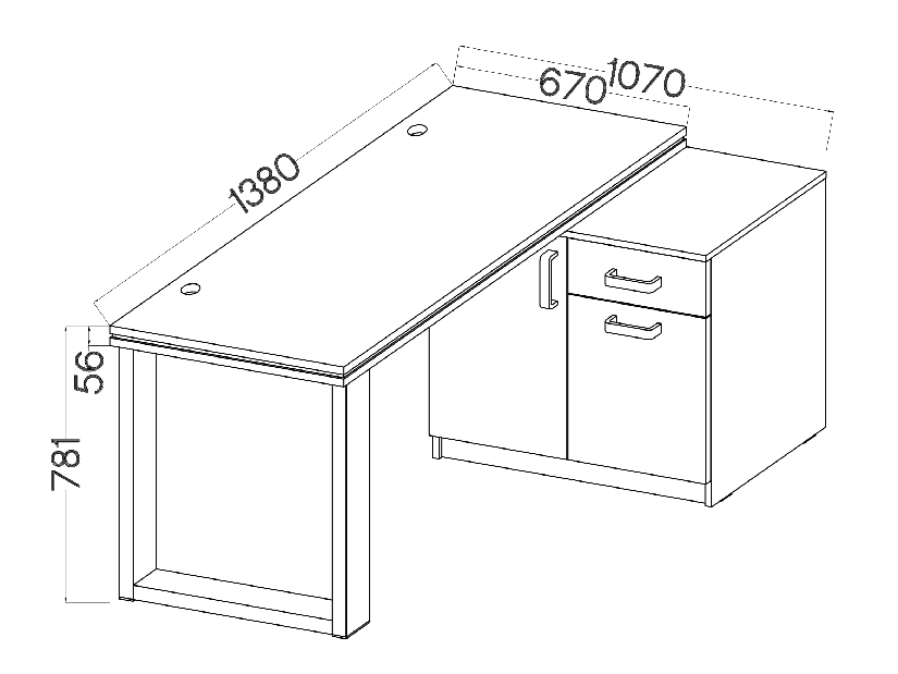 PC asztal Mantela 140 (artisan tölgy + fekete)