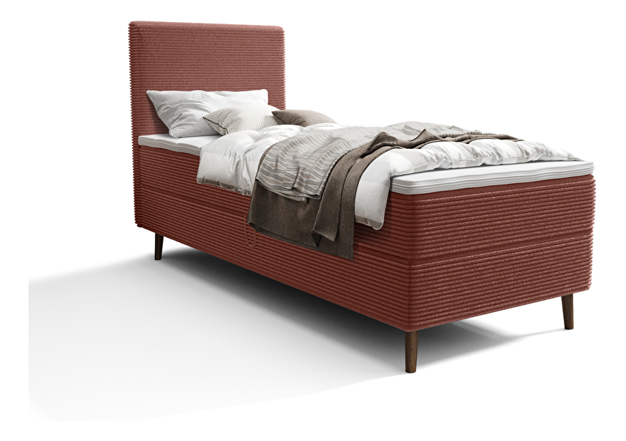 Egyszemélyes ágy 80 cm Napoli Comfort (terakotta) (ágyráccsal, tárolóhellyel)