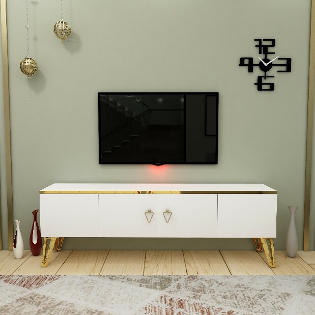 TV asztal/szekrény Capari (fehér + arany)
