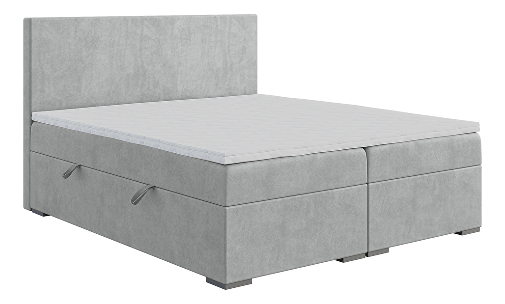 Egyszemélyes ágy Boxspring 120 cm Lemmy (szürke) (matraccal és tárolóhellyel)