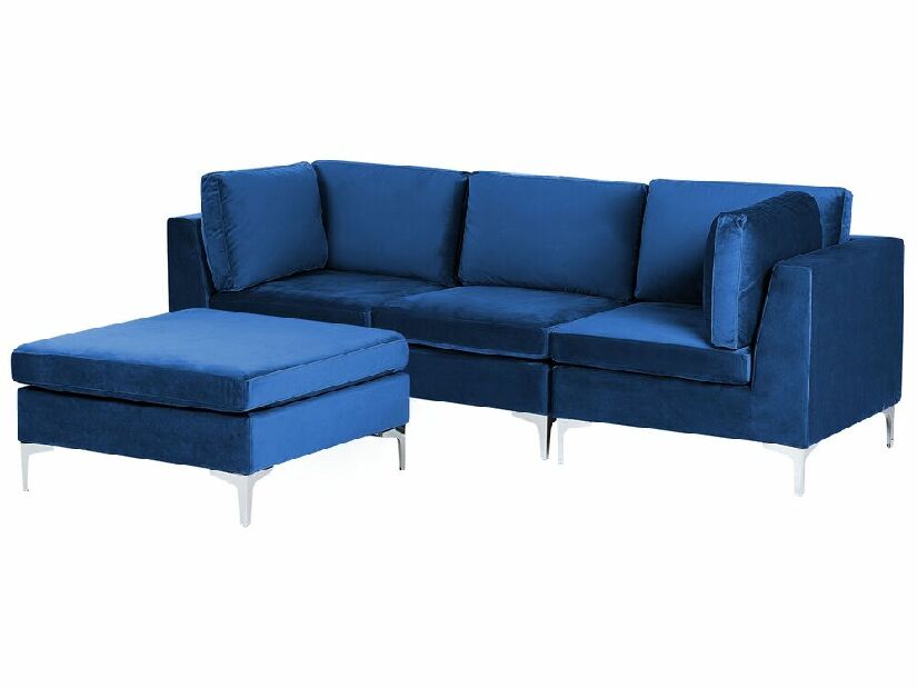 Háromszemélyes kanapé zsámollyal Eldridge (kék)
