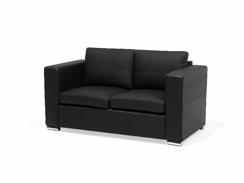 Kétszemélyes bőr kanapé Heinola (fekete)