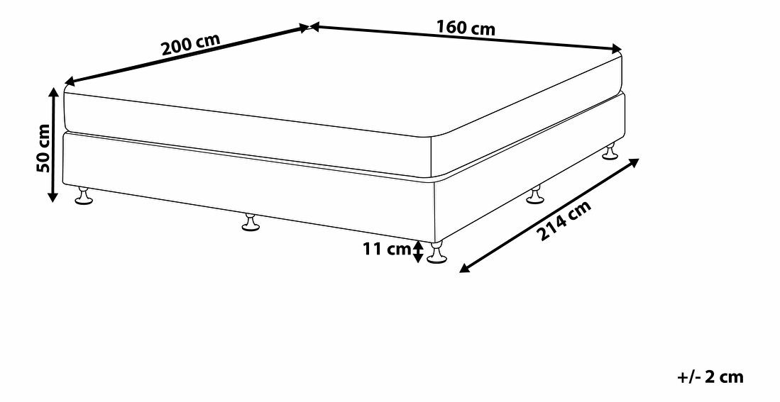 Franciaágy 160 cm COLOGNE (ágyráccsal és matraccal) (szürke)