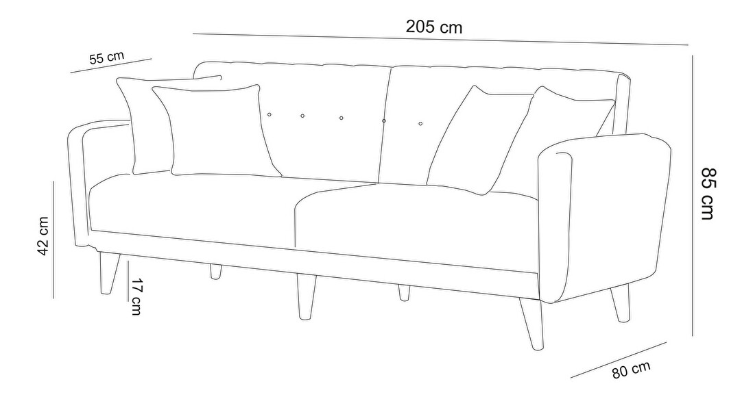 Háromszemélyes kanapé Amelia (szürke)