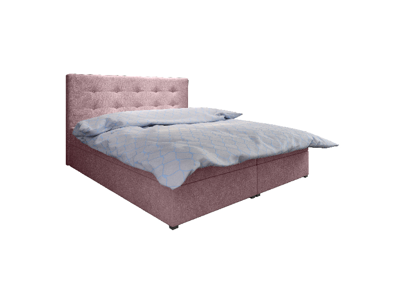 Franciaágy Boxspring 160 cm Fade 1 Comfort (rózsaszín) (matraccal és tárolóhellyel)