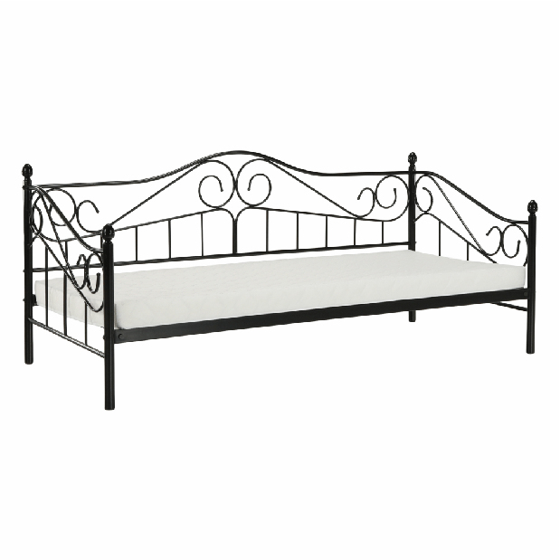 Egyszemélyes ágy 90 cm Danina (fekete) (ágyráccsal)