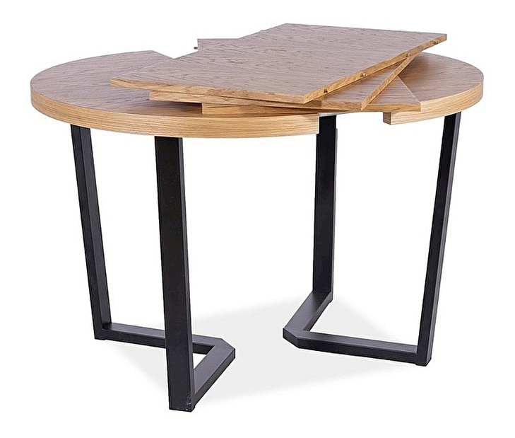 Széthúzható étkezőasztal 100-250 cm Perly (tölgy + fekete) (4 és 8 fő részére)