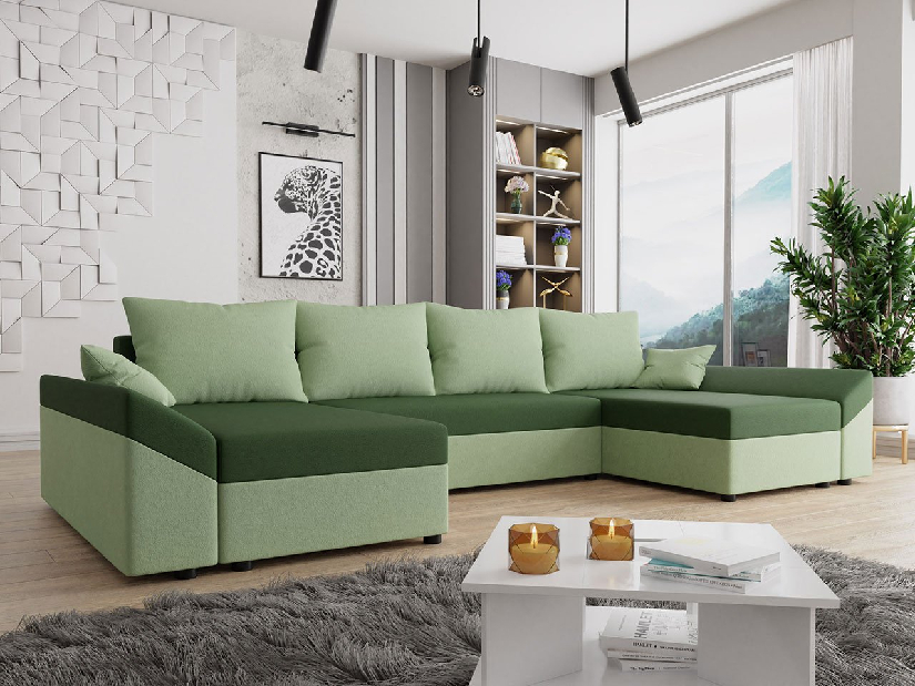 Széthúzható kanapé tárolóhellyel U Mirjan Marmar (zöld)