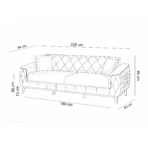 Háromszemélyes kanapé Mimi (krém)