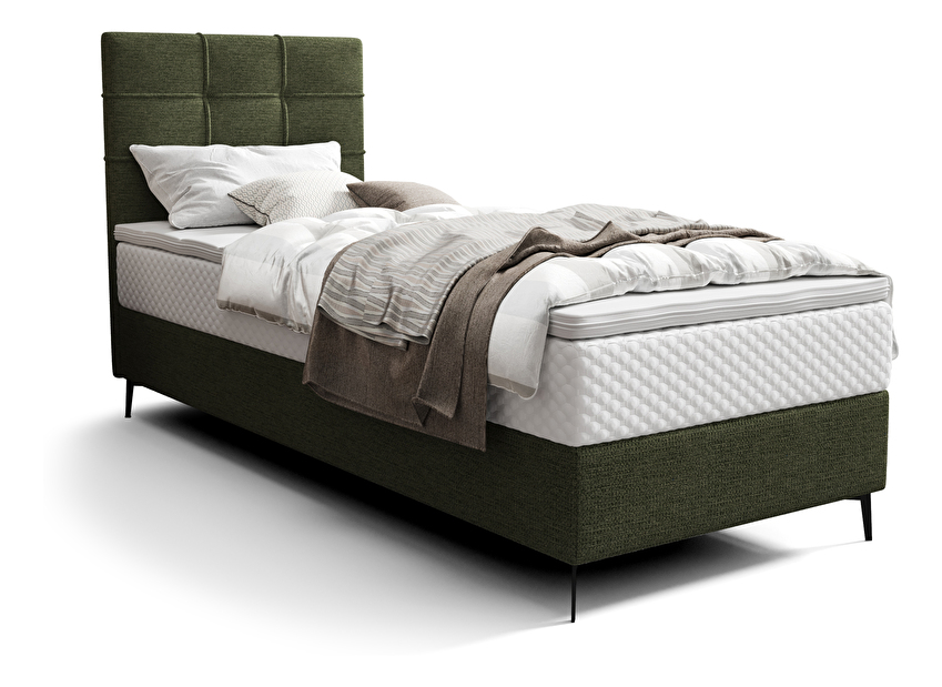 Egyszemélyes ágy 90 cm Infernus Comfort (sötétzöld) (ágyráccsal, tárolóhellyel)