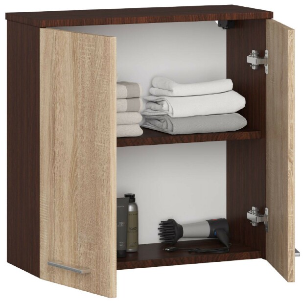 Függesztett fürdőszoba szekrény Farid Típus 5 (wenge + szonoma tölgy)