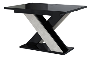 Étkezőasztal Xalin (fényes fekete + kő) (4-6 fő részére)