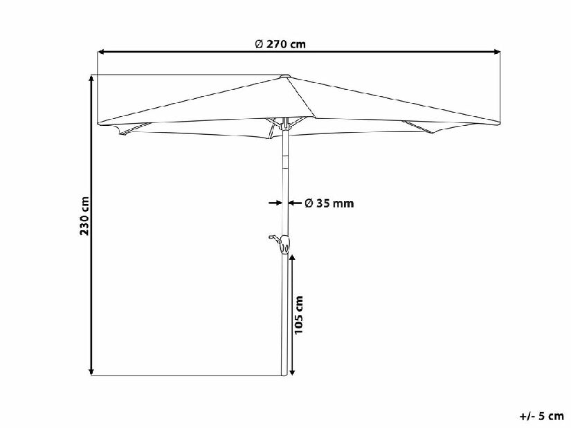 Kerti napernyő 270 cm VARENA (alumínium) (sötétpiros)