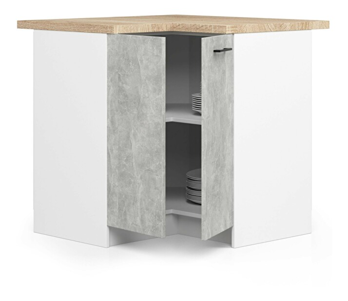 Sarok alsó konyhaszekrény Ozara S90 90 (fehér + beton)