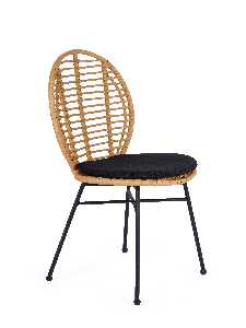 Rattan szék Kathey (természetes + fekete)