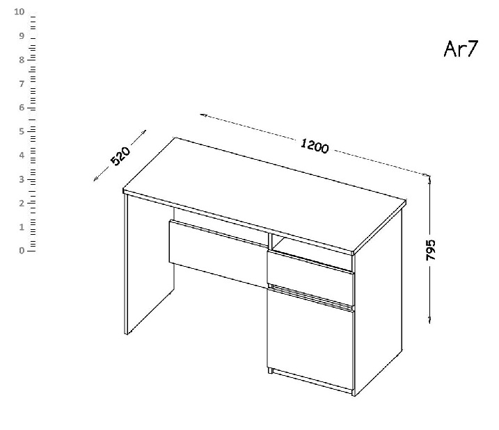 PC asztal typ AR7 Alishia (fehér matt + wotan tölgy)