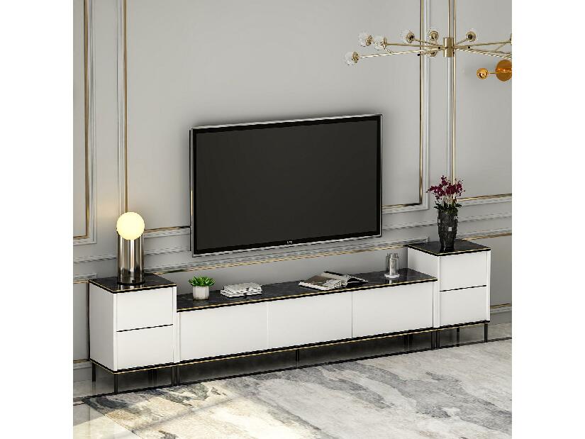 TV asztal/szekrény Iris (fehér + fekete + arany)