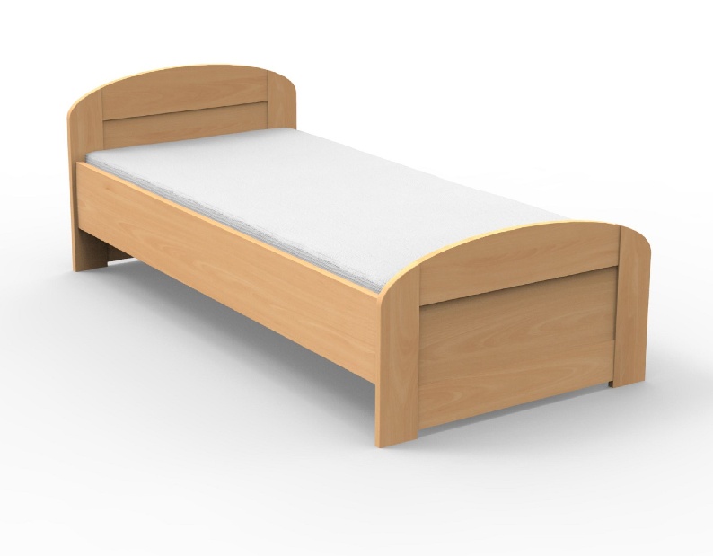 Egyszemélyes ágy 210x100 cm Petronila domború támla a lábaknál (masszív)