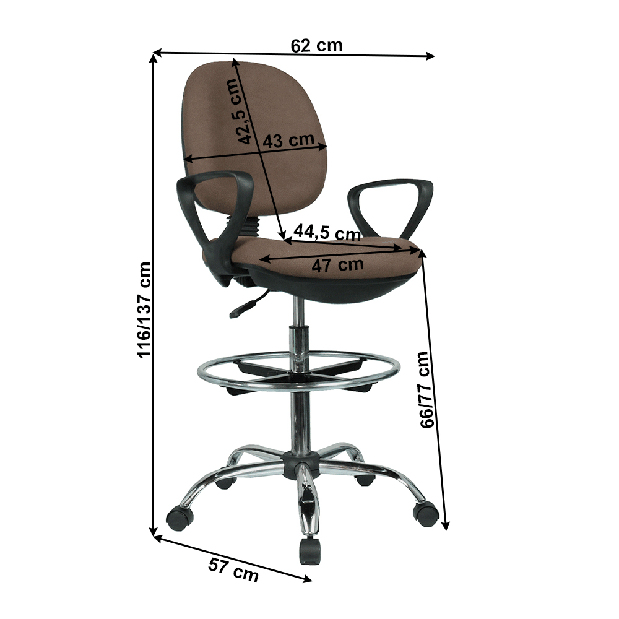Vyvýšená pracovná stolička Korki (hnedá + čierna)