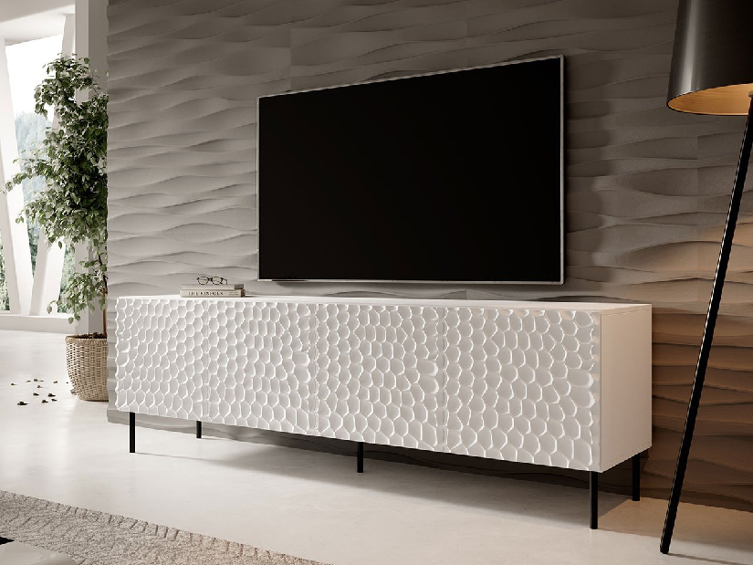 TV szekrény/asztal Ergibet (fehér + fehér + fekete)
