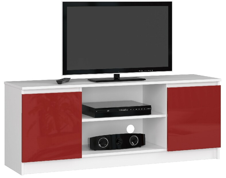 TV asztal Dariel (fehér + fényes piros)