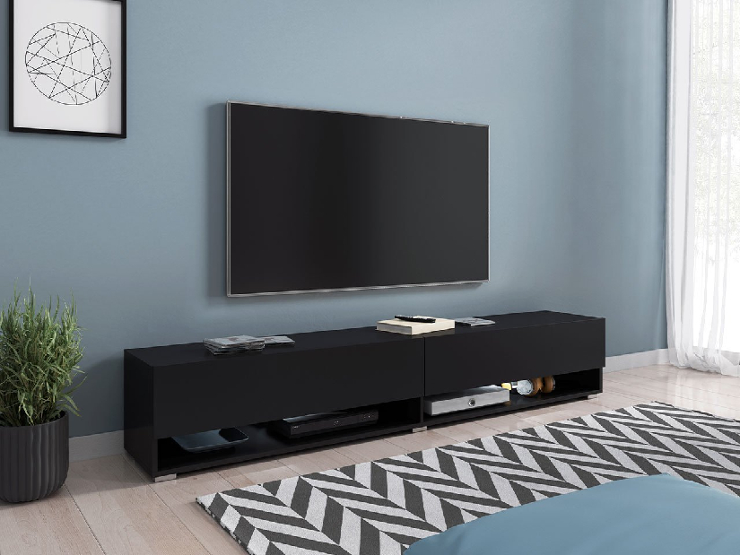 TV asztal/szekrény Aldesia 180 (fekete grafit) (világítás nélkül)