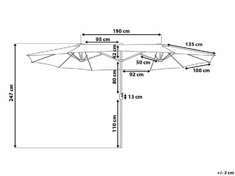Kerti napernyő 270 cm SILVANIA (poliészter) (szürke + bézs)