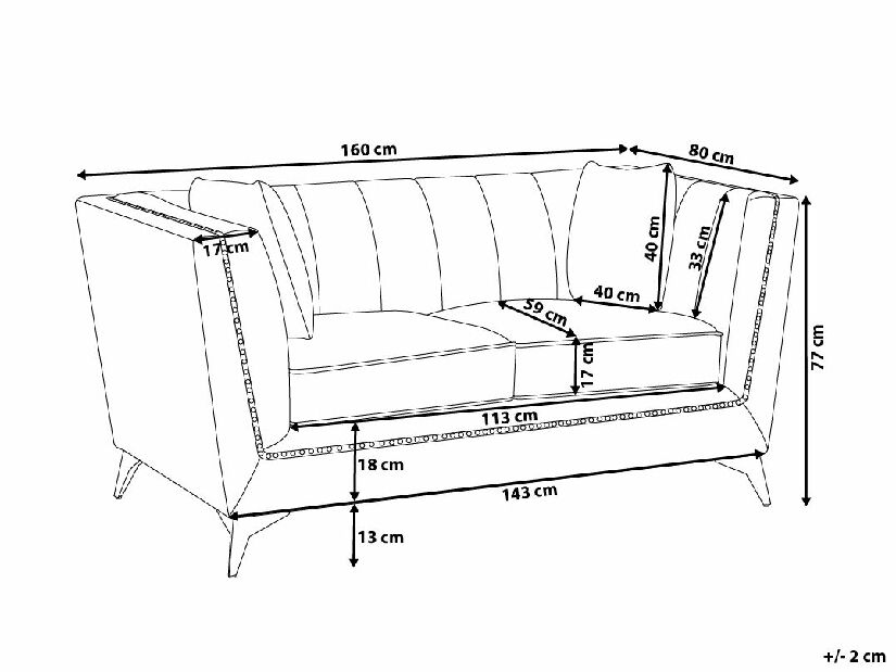 Kétszemélyes kanapé Gama (szürke)