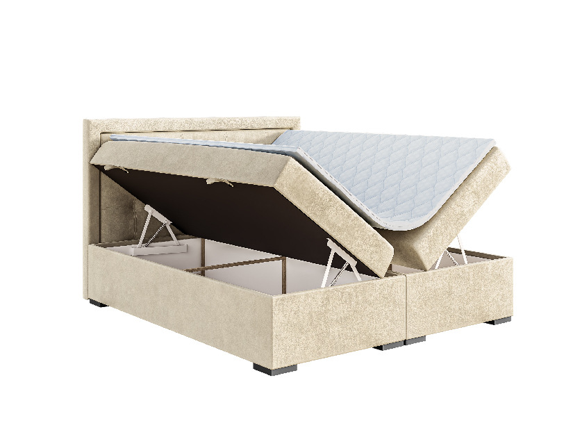 Egyszemélyes ágy Boxspring 120 cm Veronica (krém) (matraccal és tárolóhellyel)