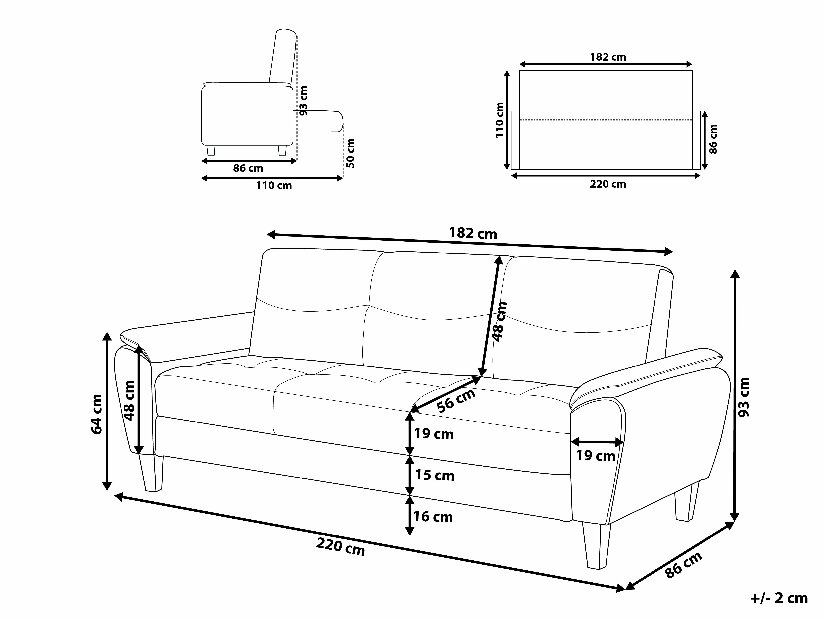 Háromszemélyes kanapé Hurup (világosszürke)