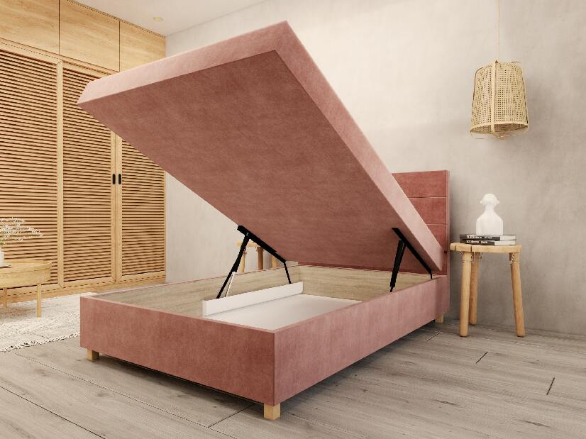 Egyszemélyes ágy 120 cm Picasso II (rózsaszín) (tárolóhellyel és matraccal) 