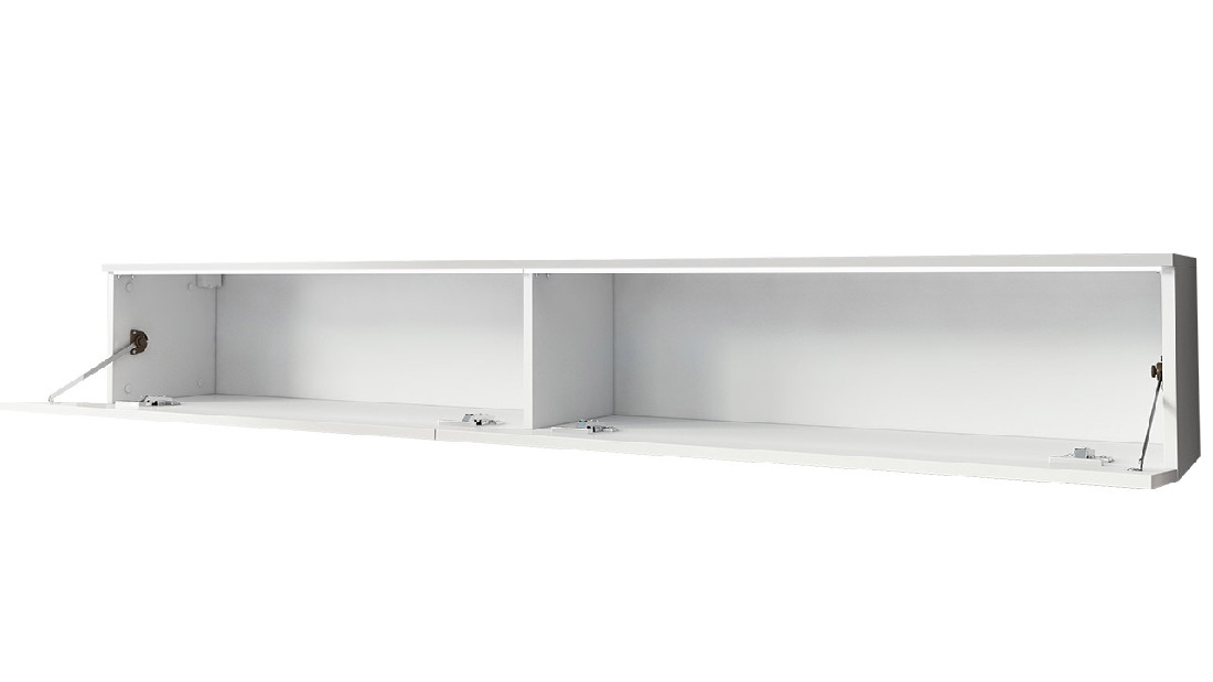 TV asztal/szekrény Mirjan Dilune 180 (fehér + fényes fehér) (fehér LED világítás)