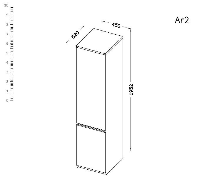 Polcos szekrény Alishia AR2 (fehér matt + wotan tölgy)