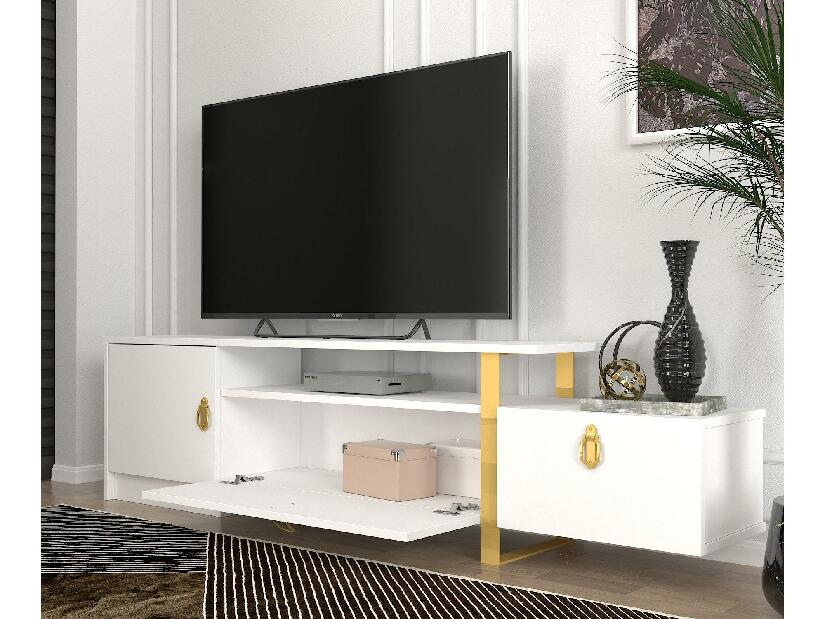 TV asztal/szekrény Aramos (fehér + arany)