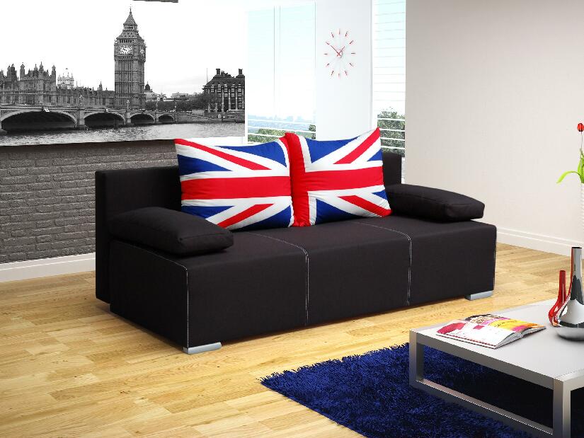 Háromszemélyes kanapé Annice (fekete + UK zászló)