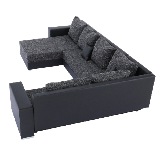 U-alakú sarok kanapé Sergio fekete + sötétszürke (J)
