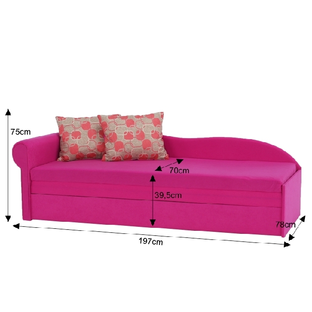 Háromszemélyes kanapé Alloa rózsaszín (B)