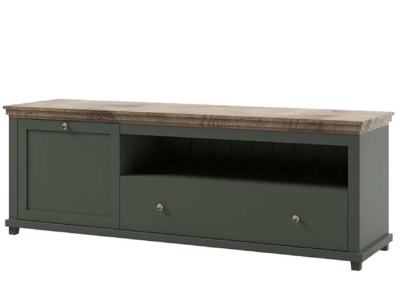 TV asztal/szekrény Elvina Typ 40 (sötétzöld + lefkas tölgy)